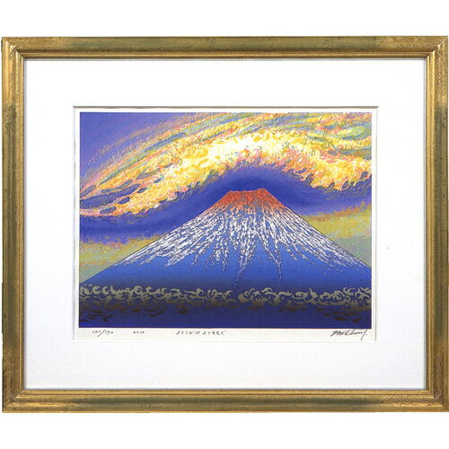 牧野宗則　額付き木版画　『よろこびはふりそそぐ』　2010年