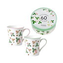 特別企画品 ウェッジウッド ワイルドストロベリー カジュアル マグ ペアギフトセット(ピンク&グリーン) 60周年記念 紅茶付き