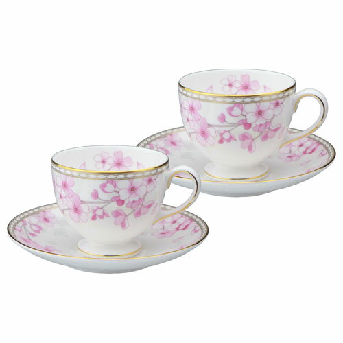 ウェッジウッド スプリングブロッサム ティーカップ&ソーサー (リー) ペアギフトセット