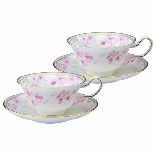 ウェッジウッド スプリングブロッサム ティーカップ&ソーサー (ピオニー) ペアギフトセット