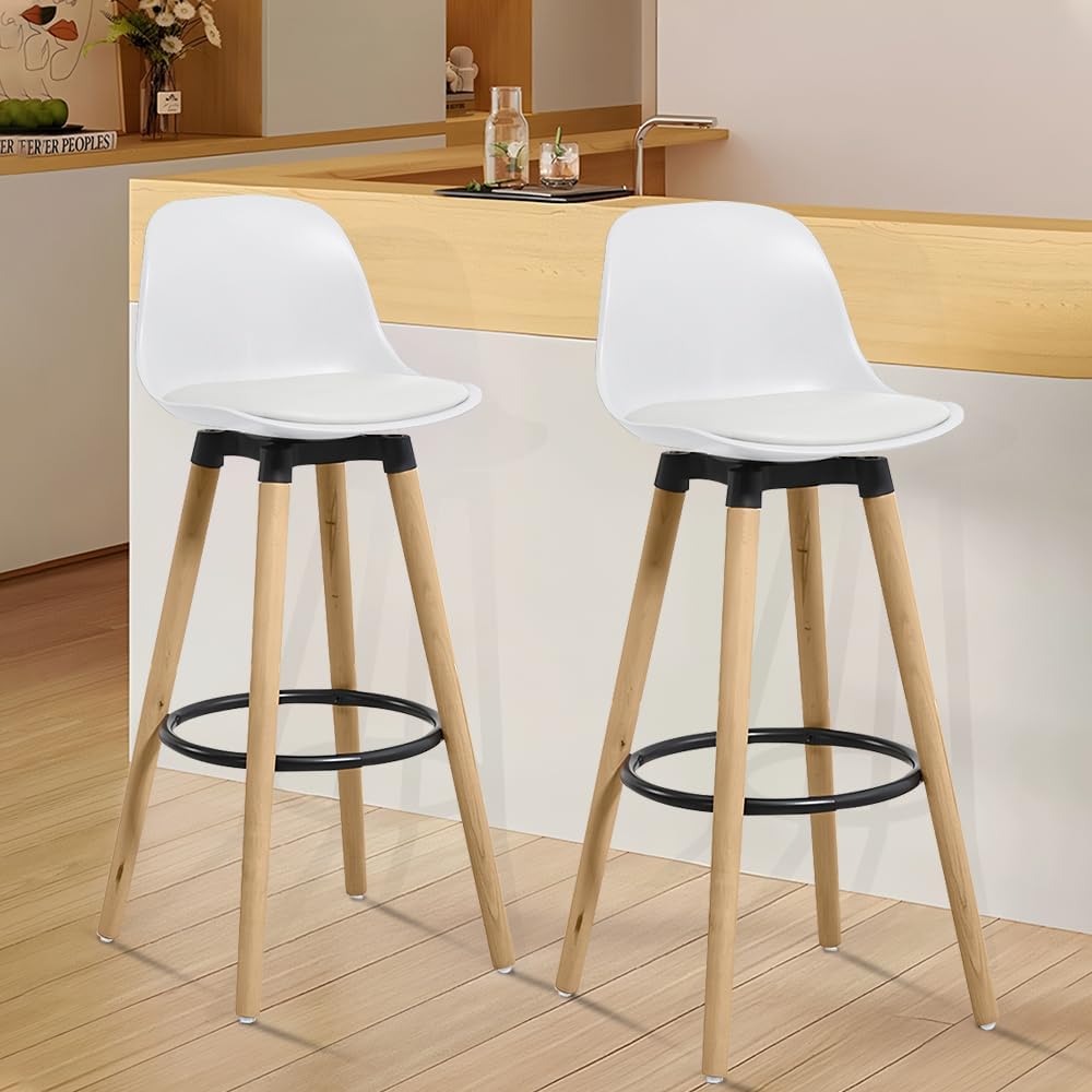 【600円OFFクーポン配布中】デスクチェア 木製 2脚セット バーチェア PUレザー 人間工学椅子 オフィス..