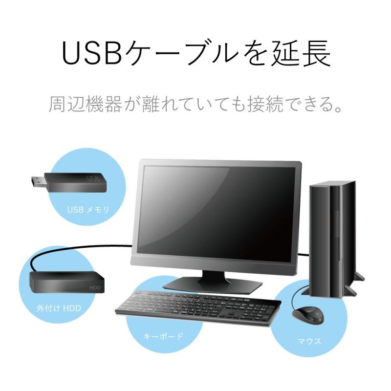 エレコム USBケーブル USB3.0 A-A延長タイプ スタンダード 1.5m ブラック USB3-E15BK