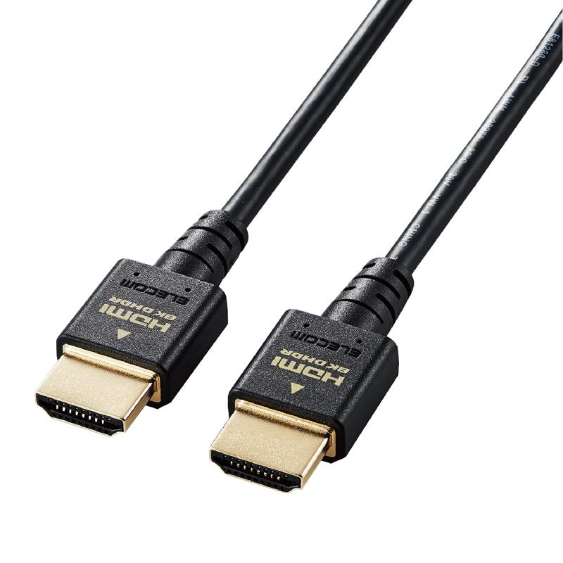 エレコム HDMI 2.1 ケーブル スリム ウルトラハイスピード 1m 【Ultra High Speed HDMI Cable認証品】 8K(60Hz) 4K(120Hz) 48Gbps 超高速 【 PS5 / PS4 Nintendo Switch 対応】 7680×4320 eARC VRR 黒 ブラック CAC-HD21ES10BK
