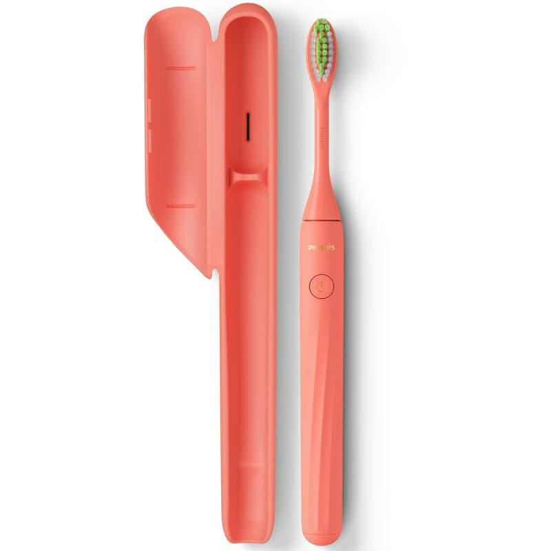 フィリップス Philips One サンゴ 乾電池式電動歯ブラシ トラベル 旅行 携帯用 トラベルケース付き HY1100/31