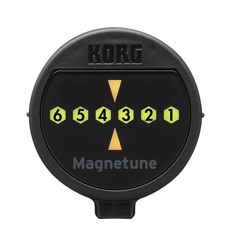 KORG マグネット取付型チューナー ギター用 Magnetune マグネチューンピタッとくっつき、いつでもチューニングをサポート。360°回転するマグネットで、どんなアングルにも対応。弦番号とチューニングの上下、ずれ具合をLEDで表示。コンパクト・サイズと軽量ボディ。シンプルさがもたらす省電力設計。