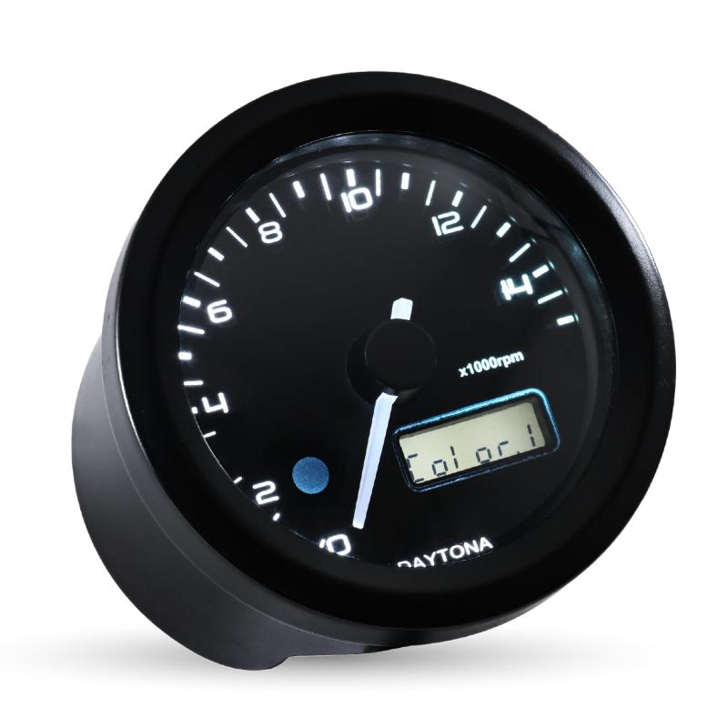 デイトナ(Daytona) VELONA(ヴェローナ) バイク用 電気式 タコメーター 電圧計 ブラックボディ/3色LED φ..
