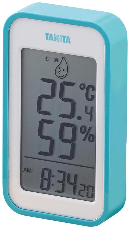 タニタ Tanita 温湿度計 大画面 一目で室内環境がわかる 時計 カレンダー 温度 湿度 デジタル 壁掛け 卓上 ブルー マグネット TT-559 BL