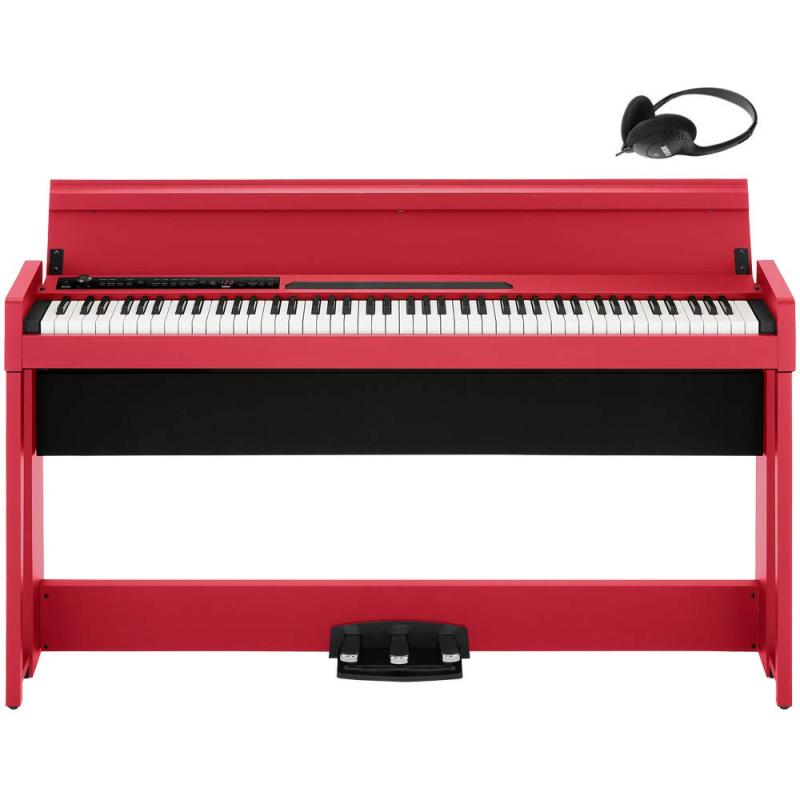 KORG コルグ 電子ピアノ 88鍵盤 C1 Air RD レッド 赤 日本製 温かみを感じる木製 純正ヘッドフォンとペダルが付属