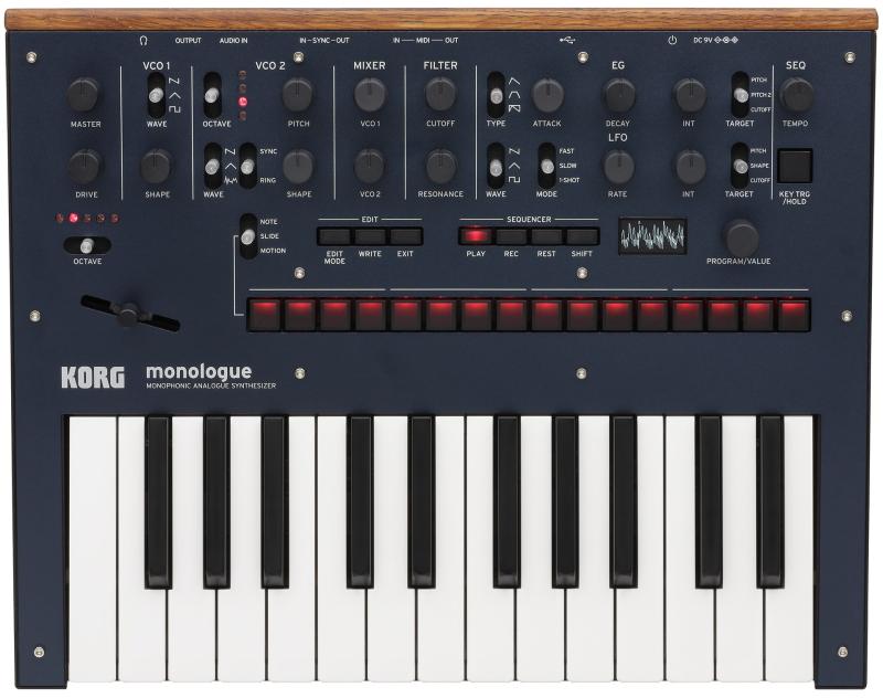 KORG モノフォニック アナログ シンセサイザー monologue BL モノローグ ダークブルー 25鍵 16ステップシーケンサー オシロスコープ搭載 電池駆動 軽量 持ち運びに最適