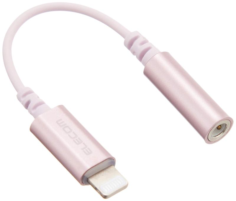 エレコム オーディオアダプタ 変換ケーブル 【 ライトニング &amp; 3.5mm 】 イヤホン 4極 (通話対応) 高耐久 APPLE認証品 ピンク EHP-..