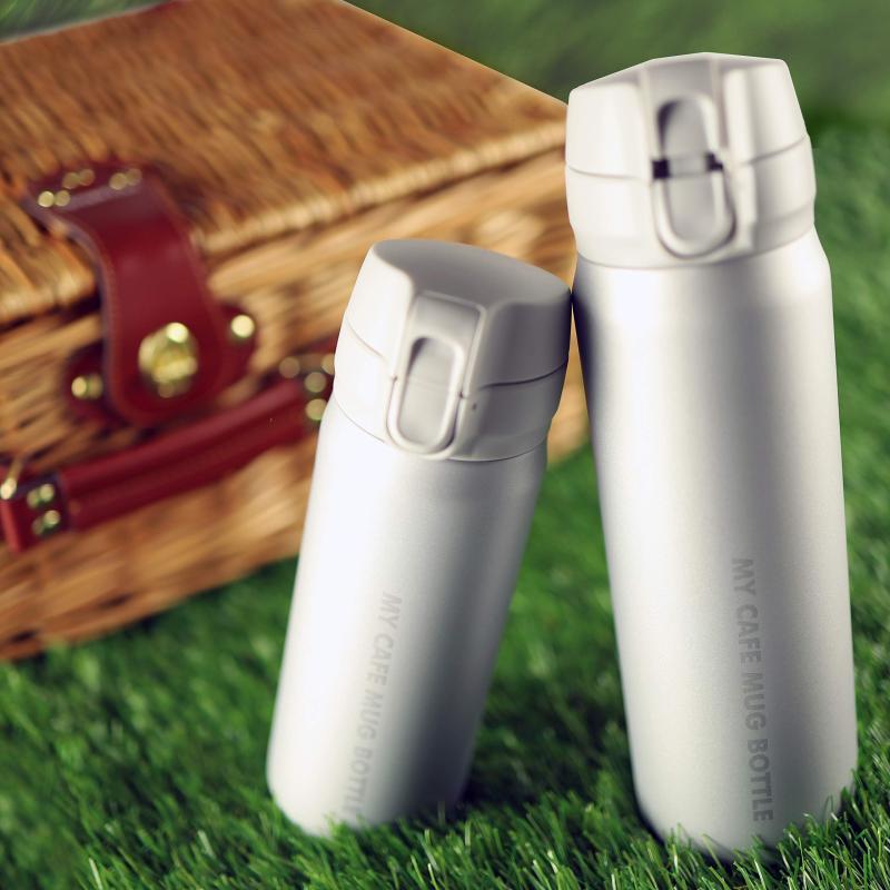 パール金属 水筒 ボトル マグボトル ワンタッチ 350ml 保冷 保温 スリムタイプ マットシルバー マイカフェマグ HB-4782 2