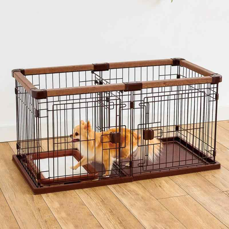 ペティオ (Petio) お部屋に合わせて組み替えできる ドッグルームサークル ブラウン スモール