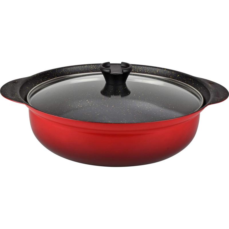 和平フレイズ 土鍋より軽くて丈夫 マーブルコート 焼付塗装 卓上鍋 30cm 10号サイズ 5-6人用 IH・ガス..