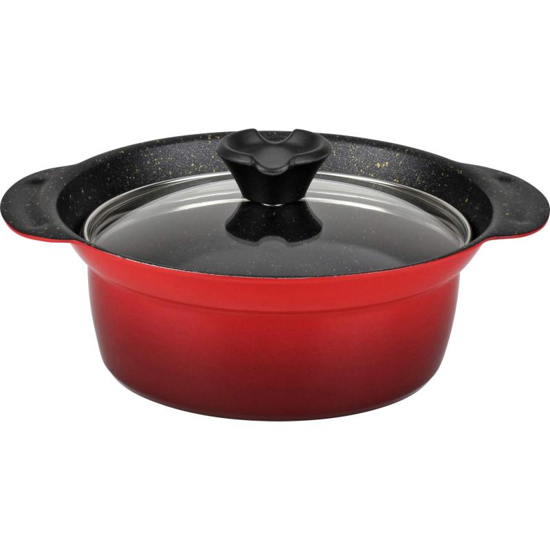 和平フレイズ 土鍋より軽くて丈夫 マーブルコート 卓上鍋 16cm 5号サイズ 1人用 IH・ガス対応 ガラス蓋..