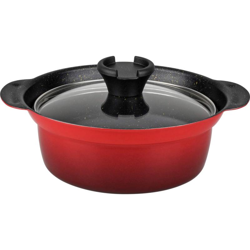 和平フレイズ 土鍋より軽くて丈夫 マーブルコート 卓上鍋 18cm 6号サイズ 1~2人用 IH・ガス対応 ガラス..