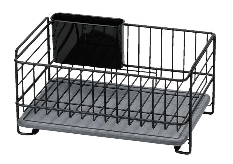 パール金属 鉄 珪藻土 トレー 水切りバスケット ミニ ブラック HB-5316