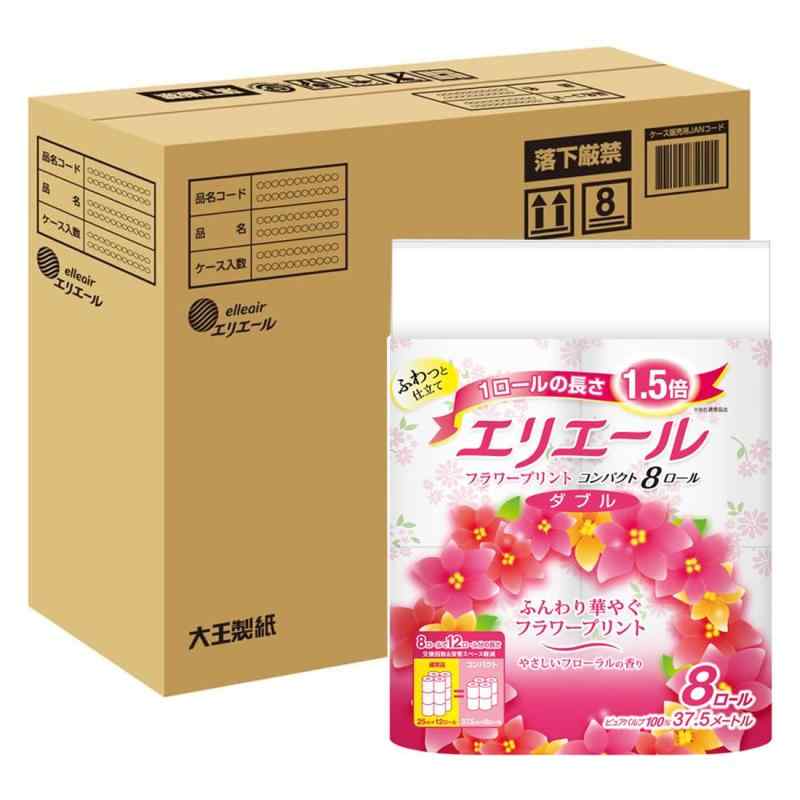 エリエール トイレットペーパー フラワープリント 1.5倍巻き 37.5m×32ロール(8ロール×4パック) ダブル ..