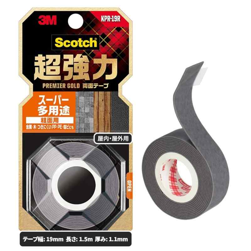 3M スコッチ 超強力両面テープ プレミアゴールド スーパー多用途 粗面用 幅19mm長さ1.5m KPR-19R