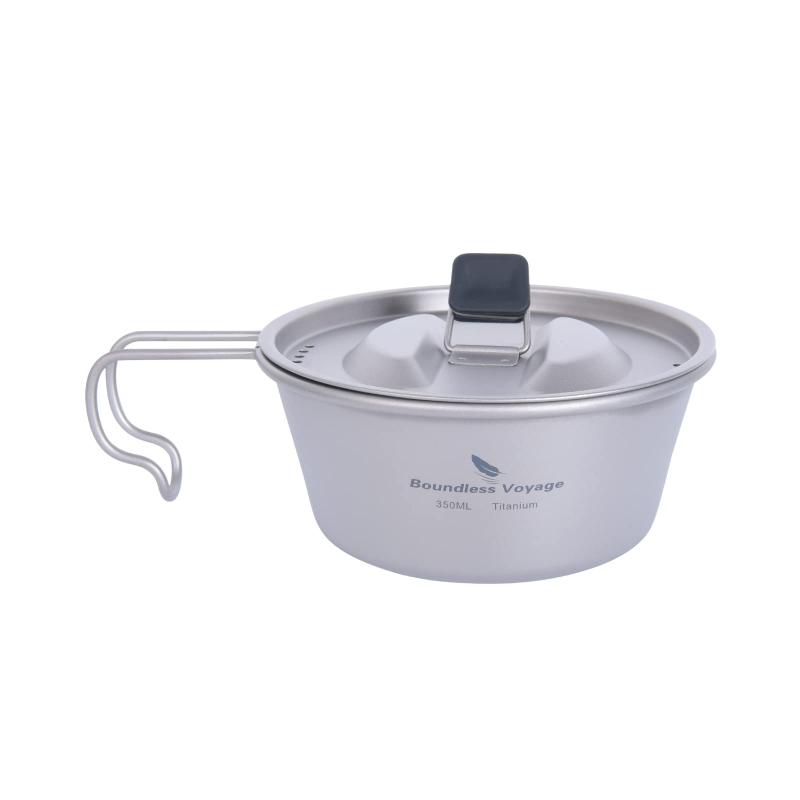 Boundless Voyage チタン シェラカップ フタ付 目盛り付き 350ml/520ml チタンマグカップ キャンプ 食器 調理器具 (350ML Ti1097T)のサムネイル