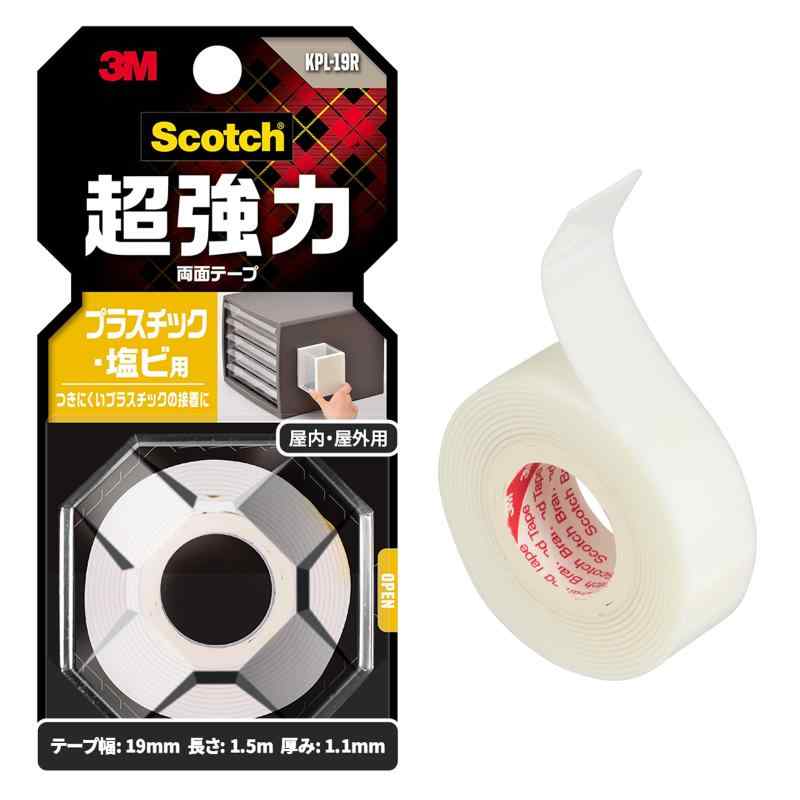 スリーエム(3M) スコッチ 超強力両面テープ プラスチック・塩ビ用 厚み1.14×幅12mm 長さ1.5m KPL-19R
