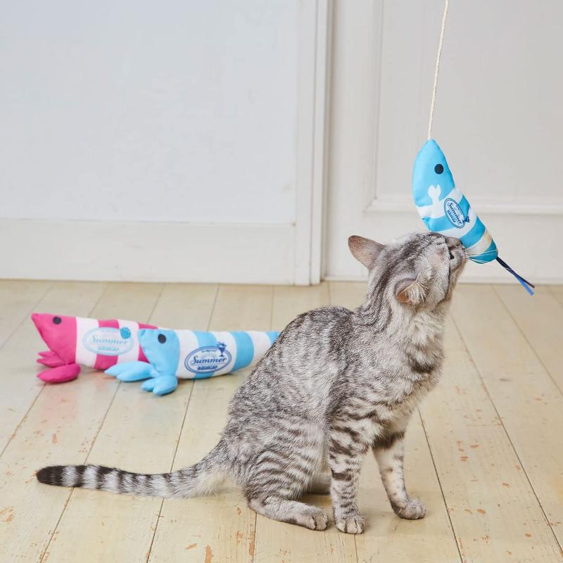 ペティオ (Petio) 猫用おもちゃ ひんやりけりぐるみdeじゃらし エビ ソーダ