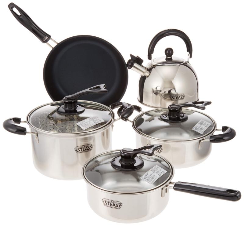 和平フレイズ 調理器具 5点セット スティージー IH対応 片手鍋18cm 両手鍋20cm フライパン24cm パスタ..