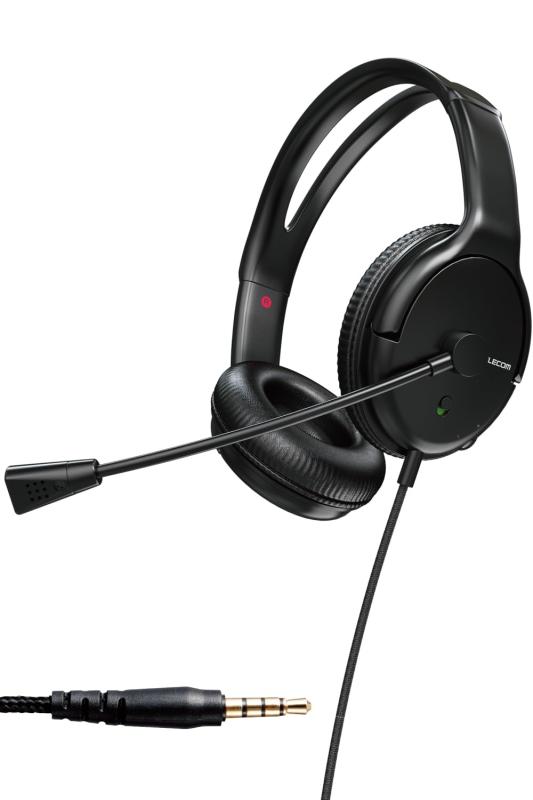 エレコム ヘッドセット 4極 3.5mm ノイズキャンセリング 単一指向性 有線 マイク付き ヘッドホン ウェブ会議 テレワーク ブラック HS-HP07STBK