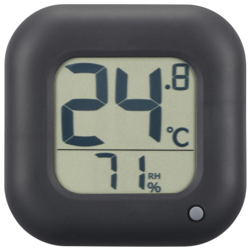 オーム電機 温度計 大文字 温湿度計 温度が見やすい温湿度計 大画面 置き形 壁掛け シンプル ブラック ..