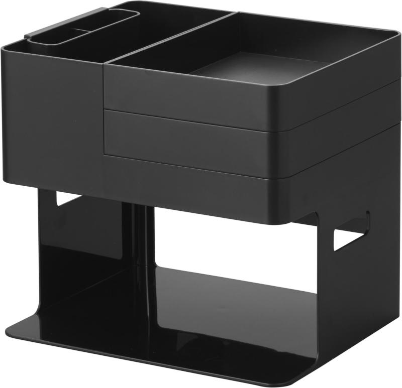 山崎実業(Yamazaki) ネイルライト ＆ ジェルネイル用品 収納ケース ブラック 本体：約W26×D21×H23.6cm ..