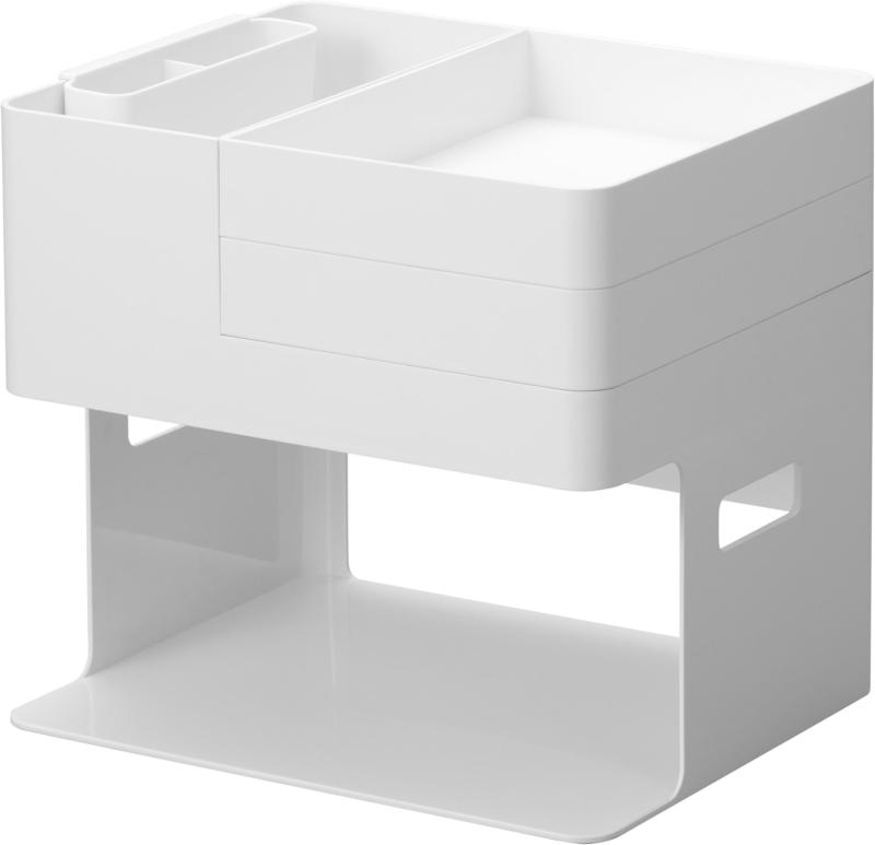 山崎実業(Yamazaki) ネイルライト ＆ ジェルネイル用品 収納ケース ホワイト 本体：約W26×D21×H23.6cm ..