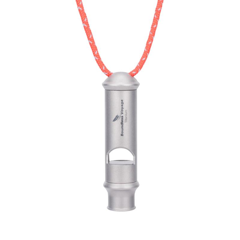 Boundless Voyage ホイッスル 笛 チタン製 超軽量 大音量 頑丈 防災ホイッスル 緊急 避難 防犯 登山 ソロキャンプ アウトドア 携帯用笛 ホイッスル ネックストラップ付属 (1個 Ti9019O)