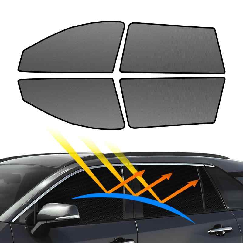 BLUESEATEC トヨタ RAV4 50系 マグネット式 メッシュカーテン 着脱簡単 サンシェード 2019年4月-現行 AXAH5# MXAA5# 車種専用設計 虫除け 折り畳み式 日除け 収納袋付きフ ロントサイド用 2列目サイド