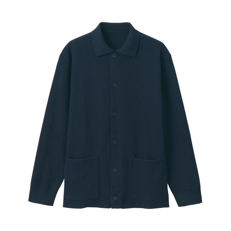 無印良品 紳士 洗えるミラノリブ編みシャツカーディガン メンズ AA0RPA4A ダークネイビー 紳士Lのサムネイル