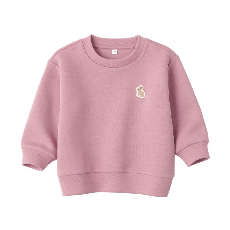 無印良品 ベビー あたまするっと二重編み刺繍入りスウェットシャツ ユニセックスベビー CC22IA4A ピンク ベビー100のサムネイル