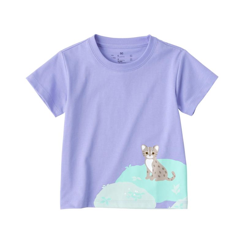 無印良品 ベビー あたまするっと プリント半袖Tシャツ ユニセックスベビー CC23BA4S パープル ベビー90