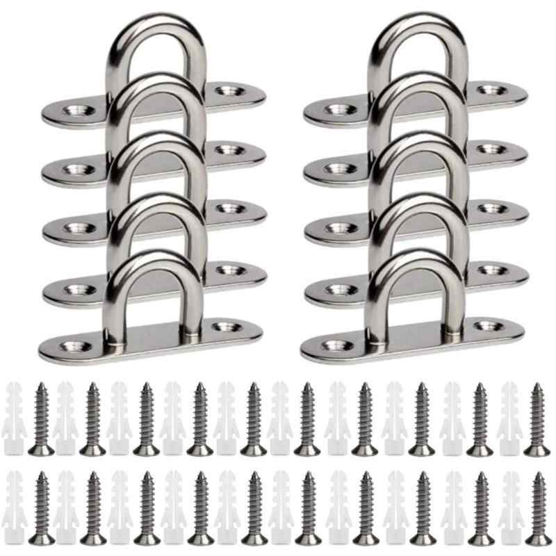 サムコス パッドアイ 長方形アイプレート45 mmx15 mm ステンレスループ 304ステンレス鋼 耐腐食性 固定 止め 金具 高強度 5mm厚さ 10個入り（マッチングネジ）