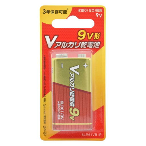 オーム(OHM) Vアルカリ乾電池 3年保存 9V形 1本 6LR61VB1P 08-4130 オーム電機 オーム(OHM) Vアルカリ乾電池 3年保存 9V形 1本 6LR61VB1P 08-4130 オーム電機