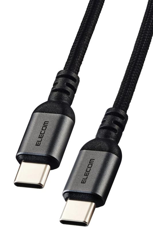 エレコム USB Type C ケーブル 1m 100W PD対応 高速充電 断線防止 高耐久 ナイロンメッシュ 【 MacBook/iPad/Galaxy/Android スマホ タブレット 等対応 】 ブラック 【iPhone 16 シリーズ 対応検