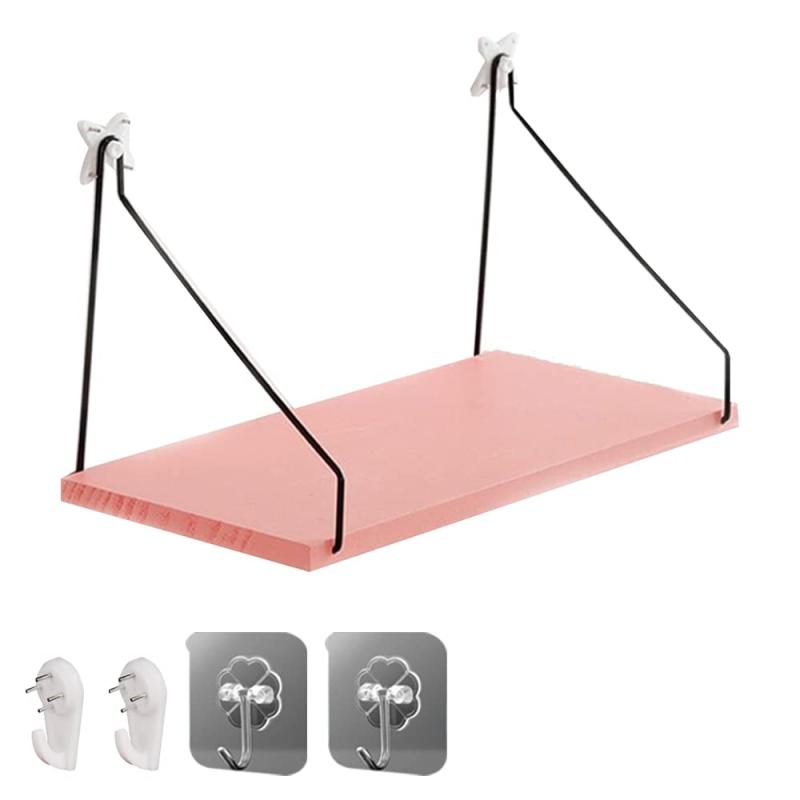 PENGUINFLY ウォールシェルフ 壁掛け棚 フック付 壁 棚 壁を傷つけない ウォールラック 本棚 賃貸 穴開けない 白 おしゃれ (Pink)