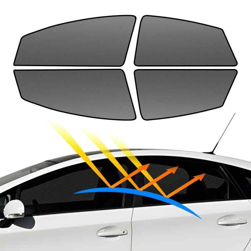 BLUESEATEC トヨタ プリウス 30系 マグネット式 メッシュカーテン 着脱簡単 サンシェード H21.5-H27.12 PRIUS 30 車種専用設計 虫除け 折り畳み式 日除け 収納袋付きフ ロントサイド用 2列目サイド用 4