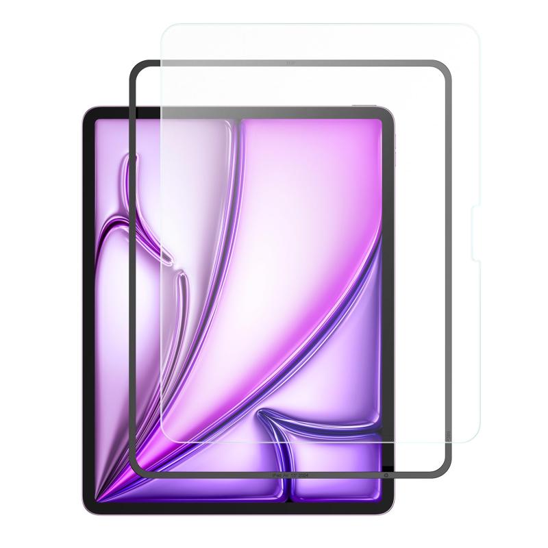 NIMASO アンチグレア ガラスフィルム iPad Air13 インチ M3 2025用/M2 2024用 保護 フィルム 強化 ガラス サラサラ 反射低減 指紋防止 ガイド枠付き アイパッド エアー13 DTB24E1257