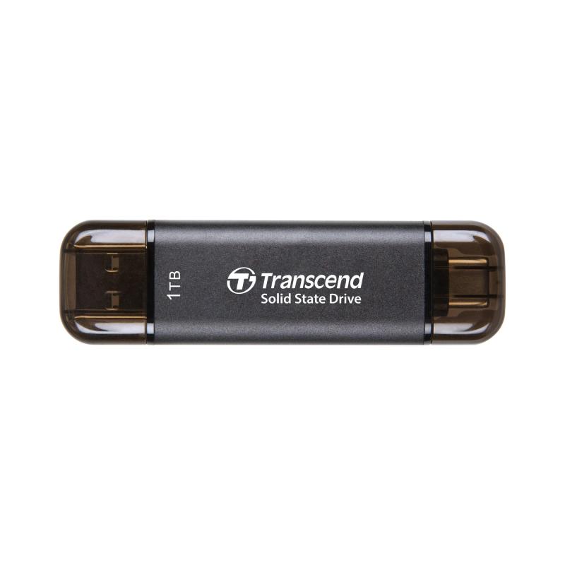 トランセンド ポータブルSSD 1TB 高速 最大1050 MB/s 超小型,軽量11g Type-A/Type-C 両対応 iPhone15&16対応/PS4/PS5 動作確認済 USB 10Gbps TS1TESD310C-E