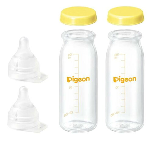 ピジョン 母乳実感 直付け 哺乳瓶100mlセット(一般新生児用) イエロー 2個セット ピジョン 母乳実感 直付け 哺乳瓶100mlセット(一般新生児用) イエロー 2個セット