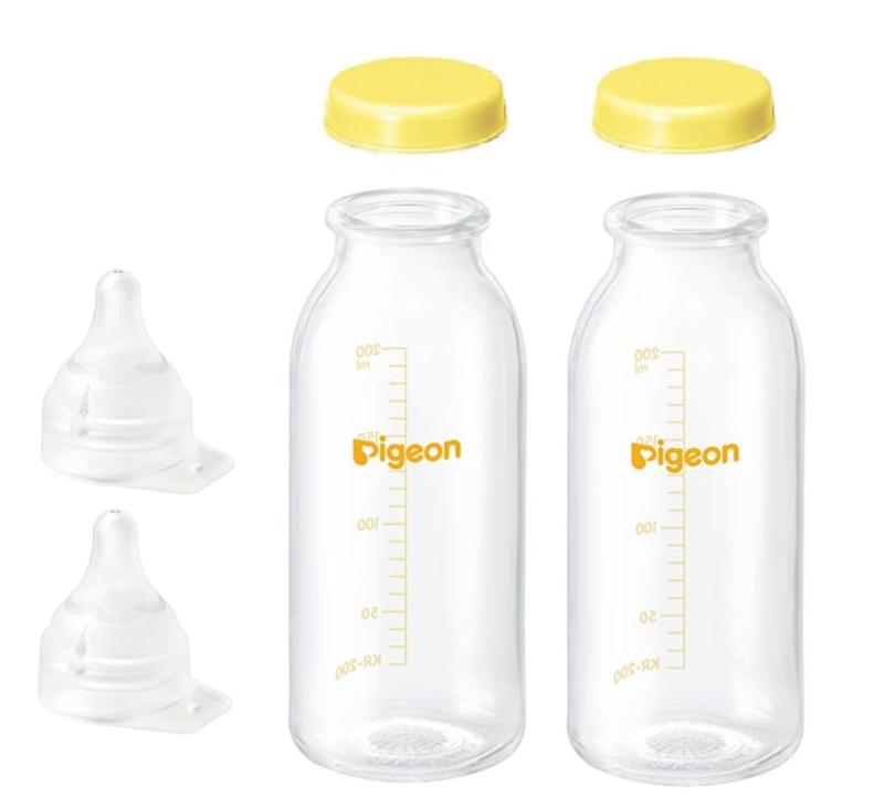 【セット品】ピジョン200ml哺乳瓶3点セット(哺乳びんKR-200、母乳実感 直付け乳首SS(一般新生児用)、KRキャップ 01318)×2セット