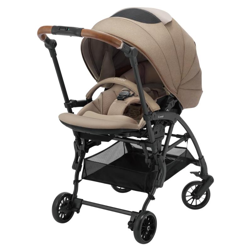 【24年11月発売】コンビ A型両対面ベビーカー ホワイトレーベル THE S Go エッグショック DQ カシューベージュ 1ヵ月から36ヵ月頃まで チャイルドシートTHE Sが取付けられるトラベルシステ