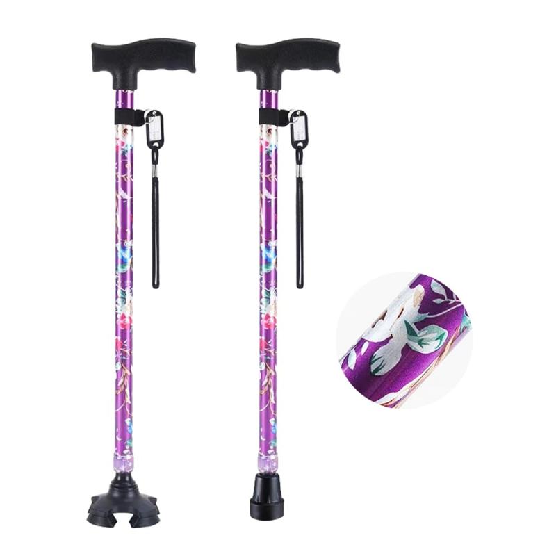 Petmoon 杖 おしゃれ 自立式 四点杖 自立杖 つえ 介護 自立 軽量 伸縮 歩行補助 レディース 女性用 敬..