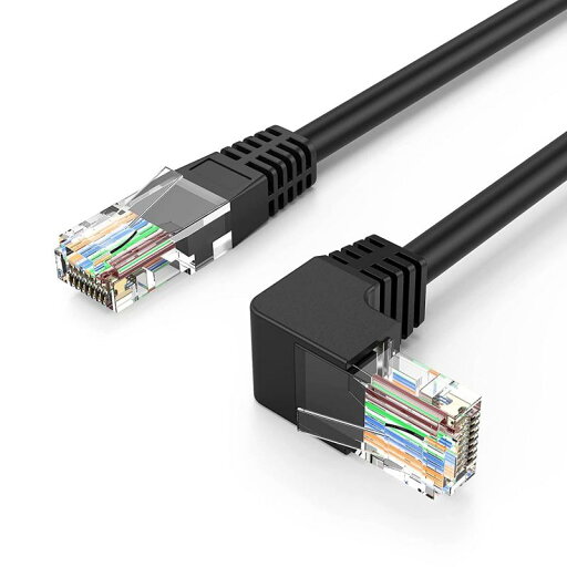 CAT6 LANケーブル, CableCreation 片側L型 CAT6イーサネットパッチケーブル 50U "金メッキ 上向き90度角度付きLANケーブル ブラック 1.8m CAT6 LANケーブル, CableCreation 片側L型 CAT6イーサネットパッチケーブル 50U "金メッキ 上向き90度角度付きLANケーブル ブラック 1.8m
