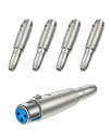 XLR変換,CableCreation【5本入り】XLR 3 Pinメス to 1/4" 6.35mmメス ジャックソケットオーディオ変換アダプタ マイクラインアダプタ xlr変換ケーブル キャノンケーブル キャノンコネクタ シルバ(2)