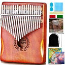カリンバ 17 キー 初心者セット マホガニー チューニング済み 日本語楽譜付き 入門書 音階刻印 調律済み 親指ピアノ 初心者向けの楽器セット付き親指ピアノ ...