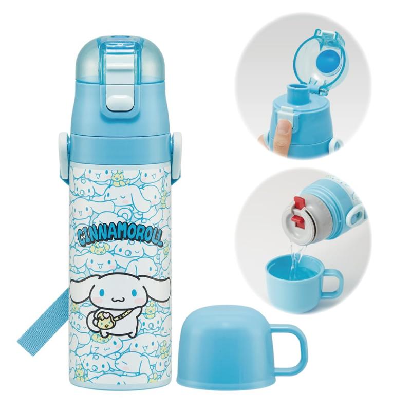 スケーター(skater) 子供用 ステンレス 水筒 2way 直飲み 470ml コップ飲み 430ml サンリオ シナモロール 子供に優しい軽量タイプ 女の子 保温 保冷 waterbottle スポーツボトル かわいい キッズ 子供(3)